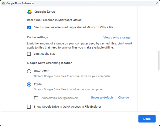 Disable ugly google drive virtual drive