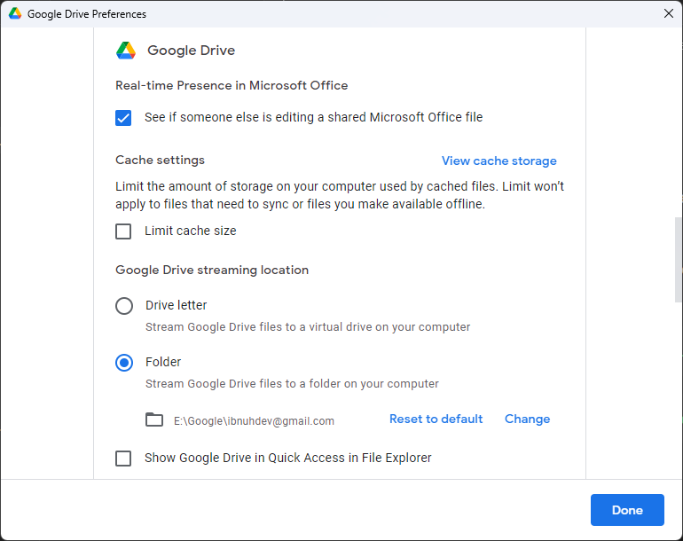 Disable ugly google drive virtual drive